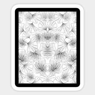 White And Black Flower Pattern Abstract Line Art Graphic Sticker